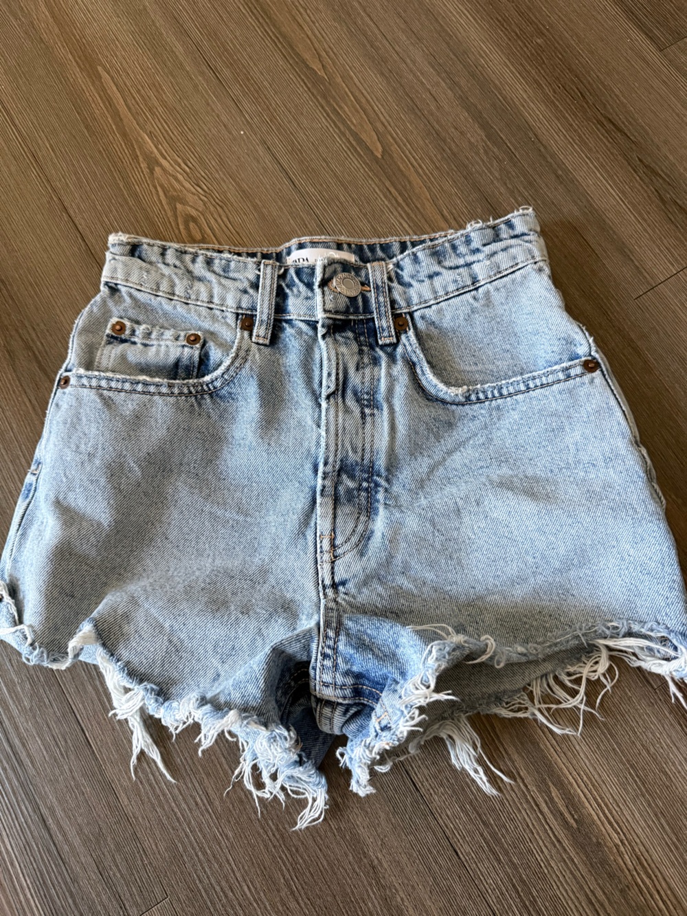 Zara Light Blue Washed Denim Shorts
